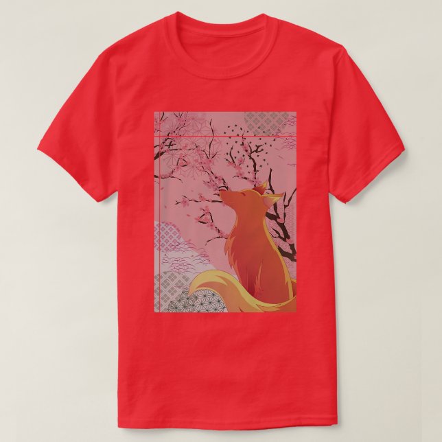 Forest Animal Sakura Wildlife Japanese Cherry Blos T-Shirt (Design Front)
