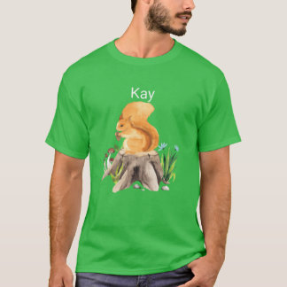 Forest animal squirrel with name Kay funny T-Shirt