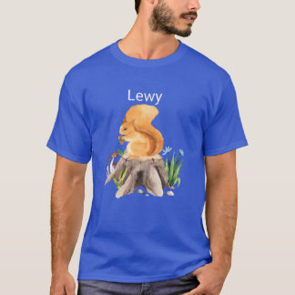 Forest animal squirrel with name Lewy gift T-Shirt