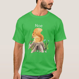 Forest animal squirrel with name Noe boy T-Shirt