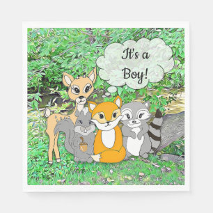 Forest Animal Themed It's a Boy Baby Shower Napkin
