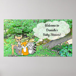 Forest Animal Themed Welcome Baby Shower Poster