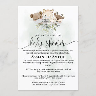 Forest animal virtual baby shower Woodland Animals Invitation