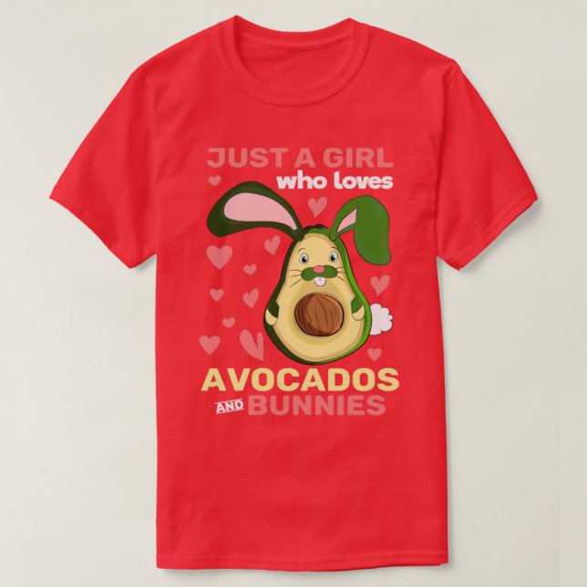 Forest Animal Women Cute Rabbit Girls Avocado Bunn T-Shirt (Design Front)