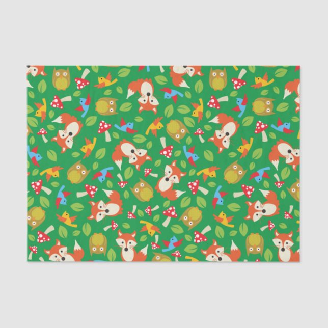 Forest Animal Woodland Kid's Birthday Party Tissue Paper (Front)