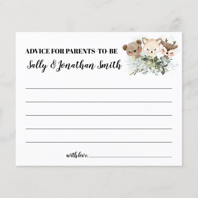 Forest Animals Advice for Parents to-be card (Front)
