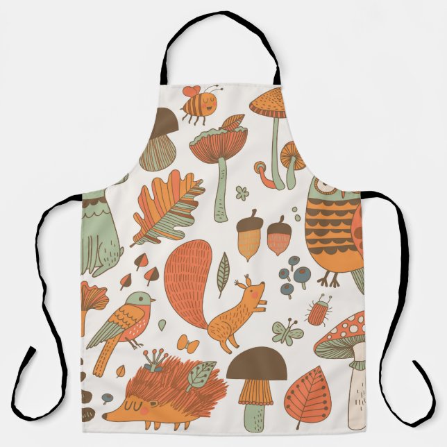 Forest Animals: Autumn Colourful Background. Apron (Front)