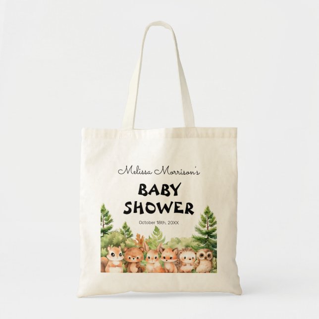 Forest Animals Baby Boy Shower Gift Tote Bag (Front)