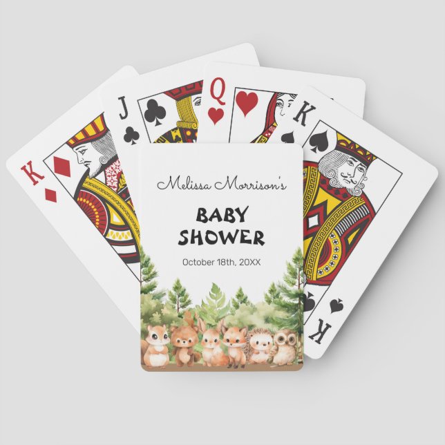 Forest Animals Baby Boy Shower Party Game Playing Cards (Back)