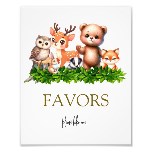 Forest animals baby Favours sign (Front)