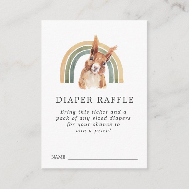 Forest Animals Baby Shower Diaper Raffle Ticket Enclosure Card (Front)