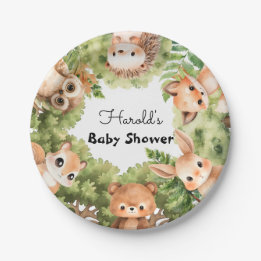 Forest Animals Baby Shower Paper Plate