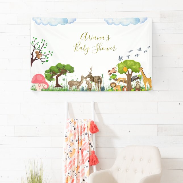  Forest Animals Baby Shower Party Banner (Insitu)