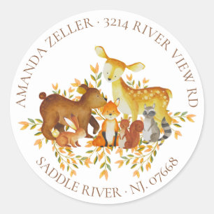 Forest Animals Baby Shower Return Address Label