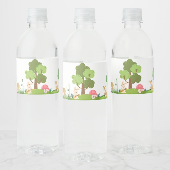 Forest Animals Baby Shower Water Bottle Label (Bottles)