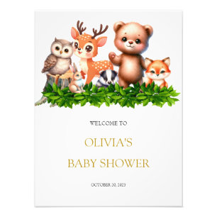 Forest animals baby shower welcome sign