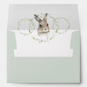 Forest Animals Bunny Rabbit Script Watercolor Envelope