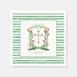 Forest Animals Crest Boy Baptism Napkins