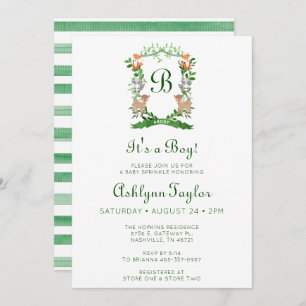 Forest Animals Crest It's A Boy Baby Sprinkle Invitation