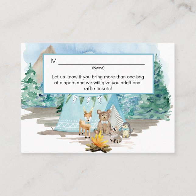 Forest Animals Deer Bear Floral Boy Baby Shower Enclosure Card (Back)