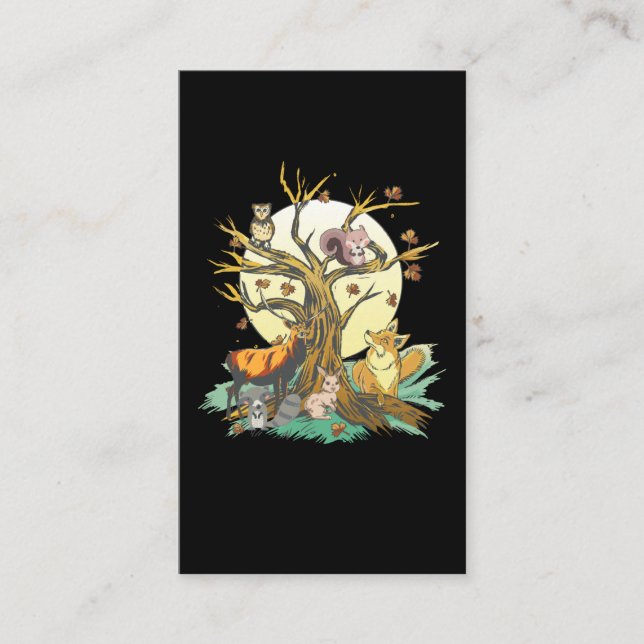 Forest Animals Deer Fox Bunny Squirrel Lover Business Card (Front)
