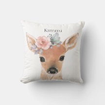 Forest Animals Deer Watercolor Typography Name