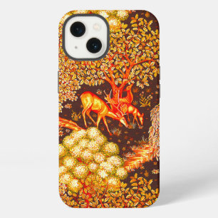 FOREST ANIMALS, DEERS BY A BROOK Yellow Red Floral iPhone 13 Case