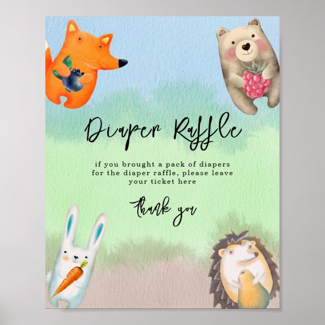 Forest animals - Diaper Raffle game Poster (Front)