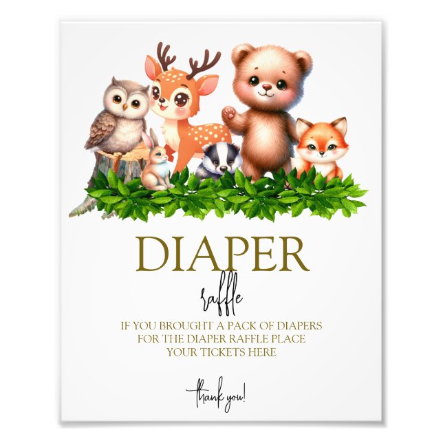 Forest animals Diaper Raffle Sign (Front)