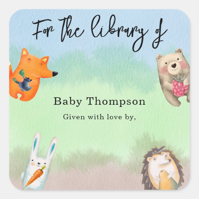 Forest animals - for the library of square sticker (Front)