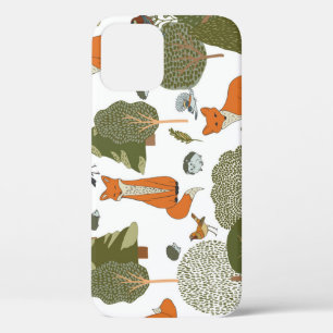 Forest animals: foxes, birds pattern iPhone 12 case