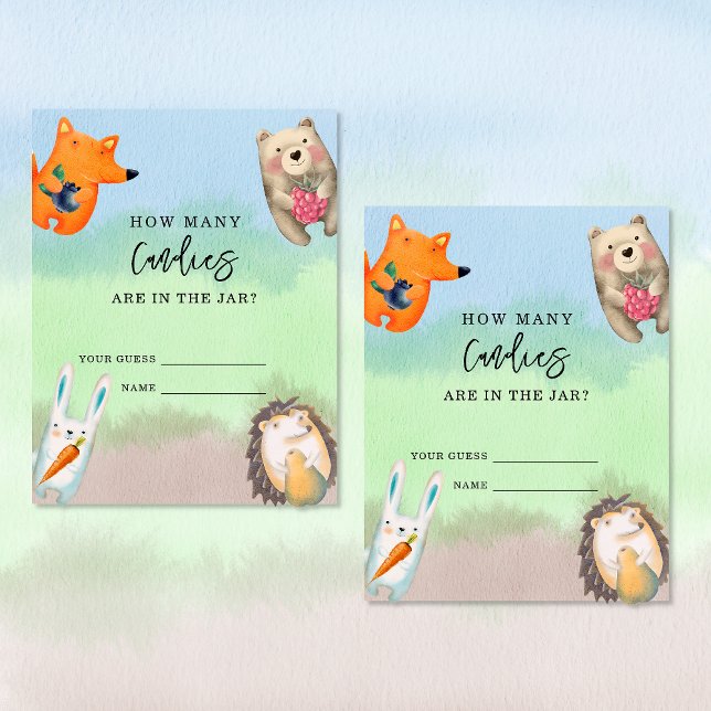 Forest animals - guess how many candies enclosure card (Creator Uploaded)