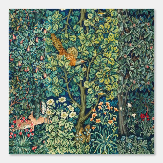 FOREST ANIMALS Hares,Pheasant,Green Floral  Wallpaper (Front)