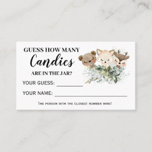 Forest Animals How Many Candies Baby Shower card