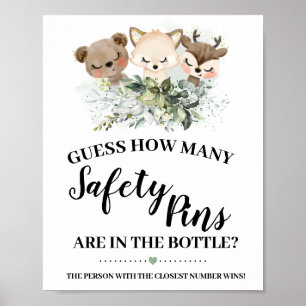 Forest Animals How many Safety Pins shower game Poster