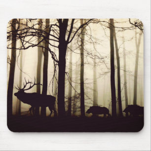 Forest Animals in a Fog Mouse Mat