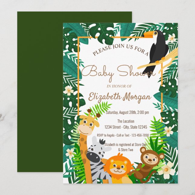 Forest Animals,Leaves Woodland Baby Shower Invitation (Front/Back)