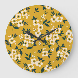 Forest animals, masks, virus pattern. large clock