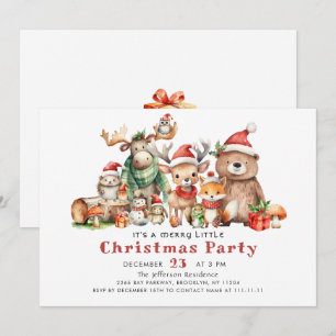 Forest Animals Merry Little Christmas Party Invitation