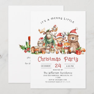 Forest Animals Merry Little Christmas Party Invitation