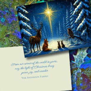 Forest Animals Mesmerised by the Christmas Star Holiday Card