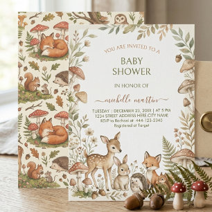Forest Animals & Mushrooms Woodland Baby Shower    Invitation