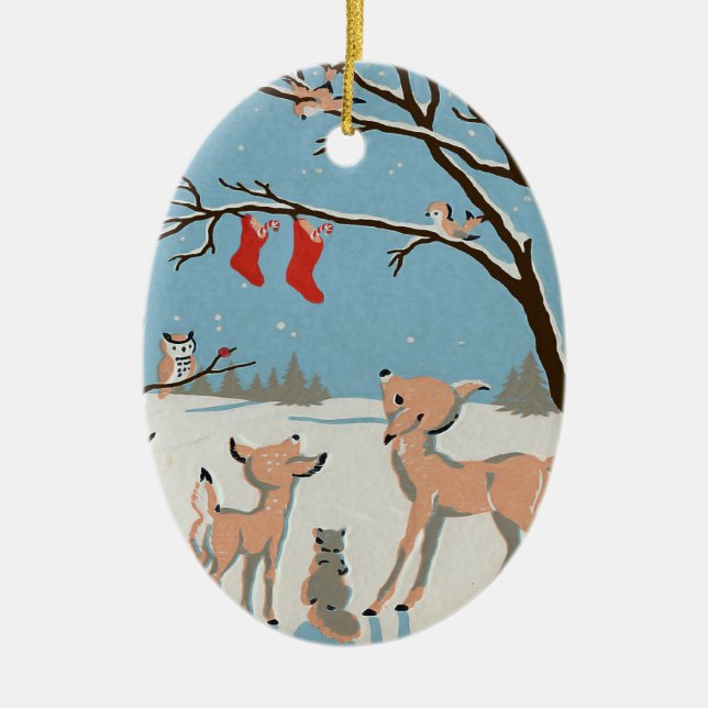 Forest Animals Personalised Christmas Ornament (Front)