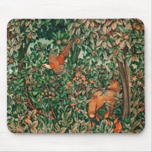 FOREST ANIMALS Pheasant ,Red Fox,Green Floral Mouse Mat