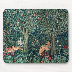 FOREST ANIMALS Pheasant ,Red Fox,Green Floral Mouse Mat