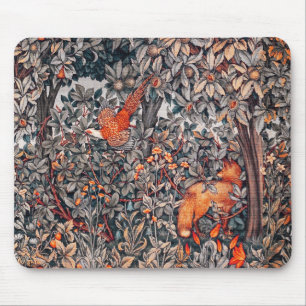 FOREST ANIMALS Pheasant ,Red Fox,Grey Floral Mouse Mat
