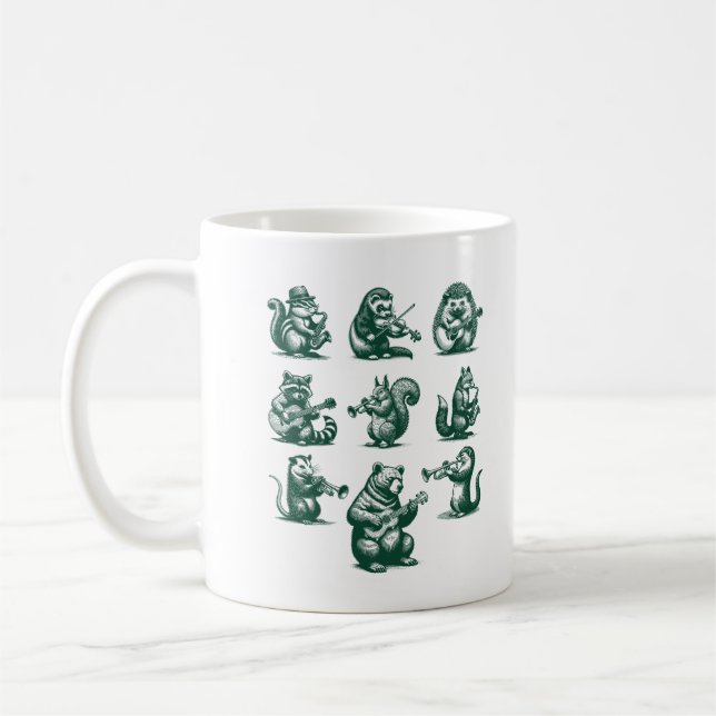 Forest Animals Playing Instruments Music Lover Coffee Mug (Left)