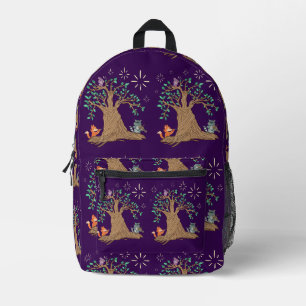 Forest Animals Playing Music Woodland Folk Art Printed Backpack