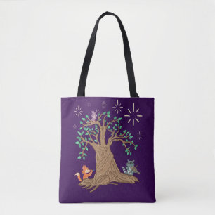 Forest Animals Playing Music Woodland Folk Art Tote Bag