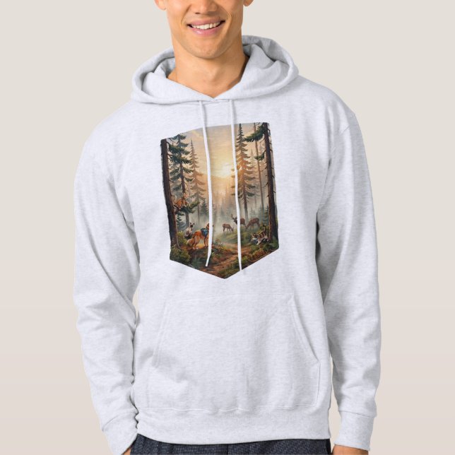 Forest Animals Sunset Adventure  Hoodie (Front)